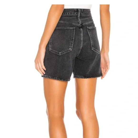 Agolde Criss Cross Upsized Denim Jean Shorts in Photogram Black - Picture 3 of 16